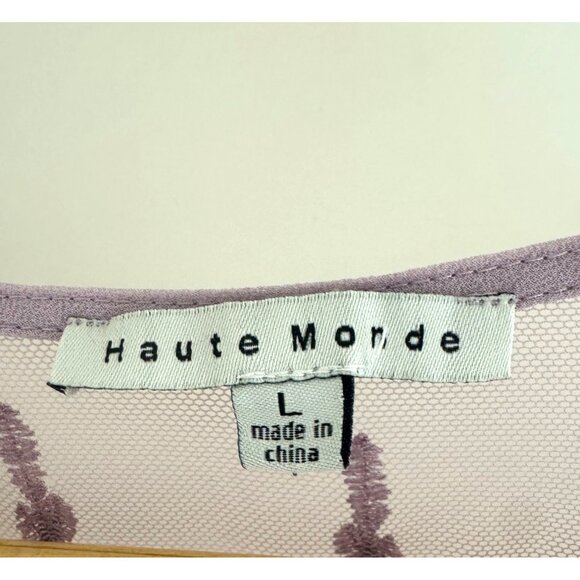 Purple Bohemian Sheer Embroidered Kimono Mesh Lace Duster Size L Festival Boho - Picture 4 of 6